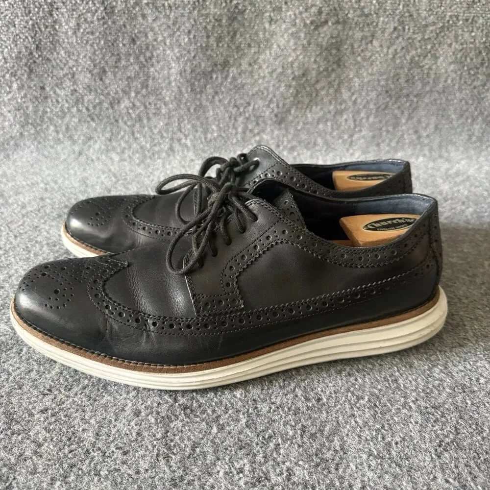 Cole Haan Black Leather Wingtip Oxfords Mens 12M Casual Brogue Dress Shoes